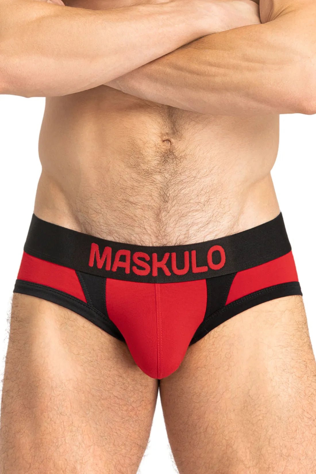 CAPTAIN - A Briefs with O - Inside - POUCH. Red and Black - Maskulo - MBR142 - Y3 - Maskulo EU Global Online Store
