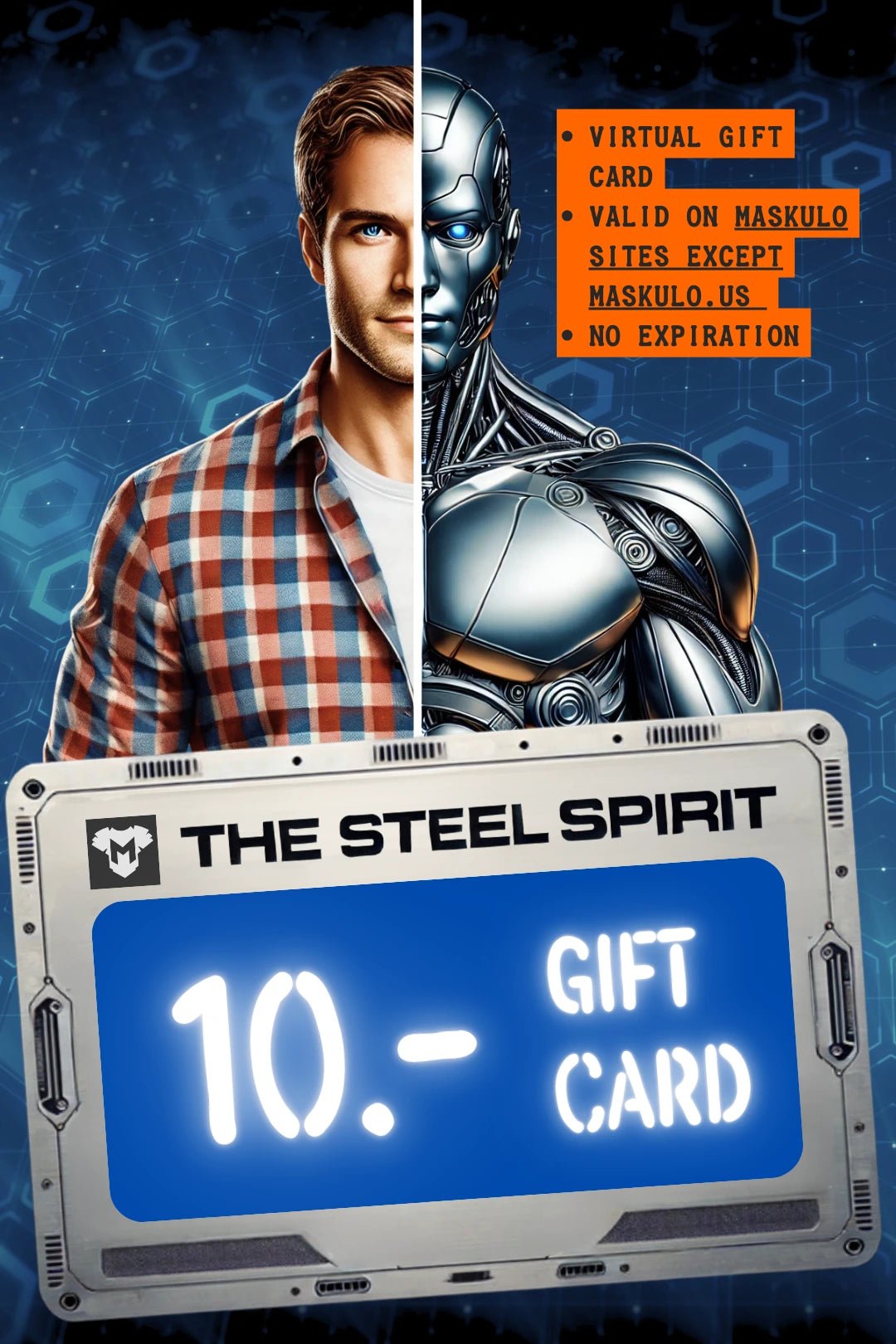 Maskulo Global "The Steel Spirit" Gift Card. Delivered via email. Use for menswear, redeemable online, no expiry.