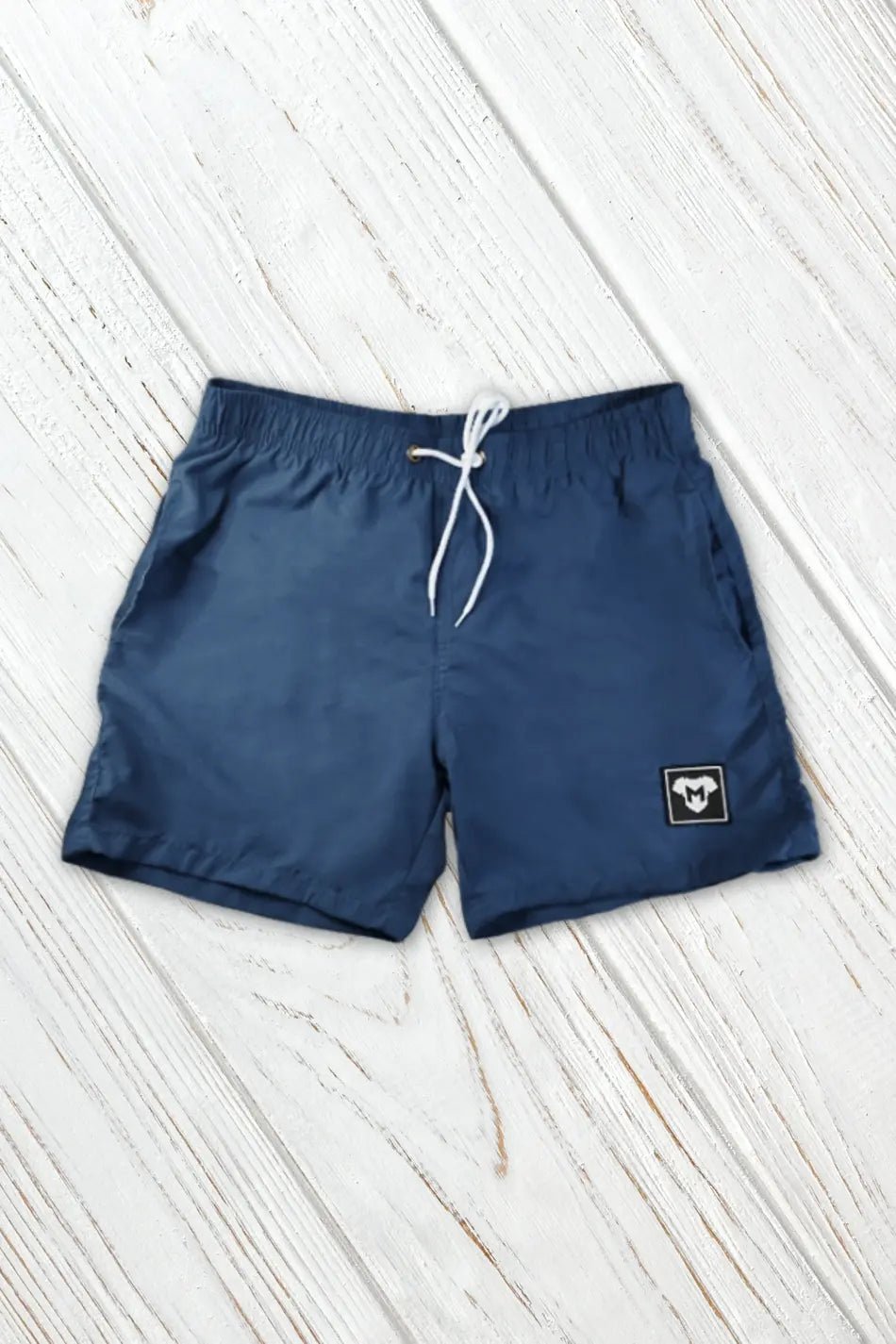 Maskulo Rafe Cyclone soft-touch navy blue nylon shorts with white mesh lining, free fit, and 3 pockets. Perfect boardshorts.