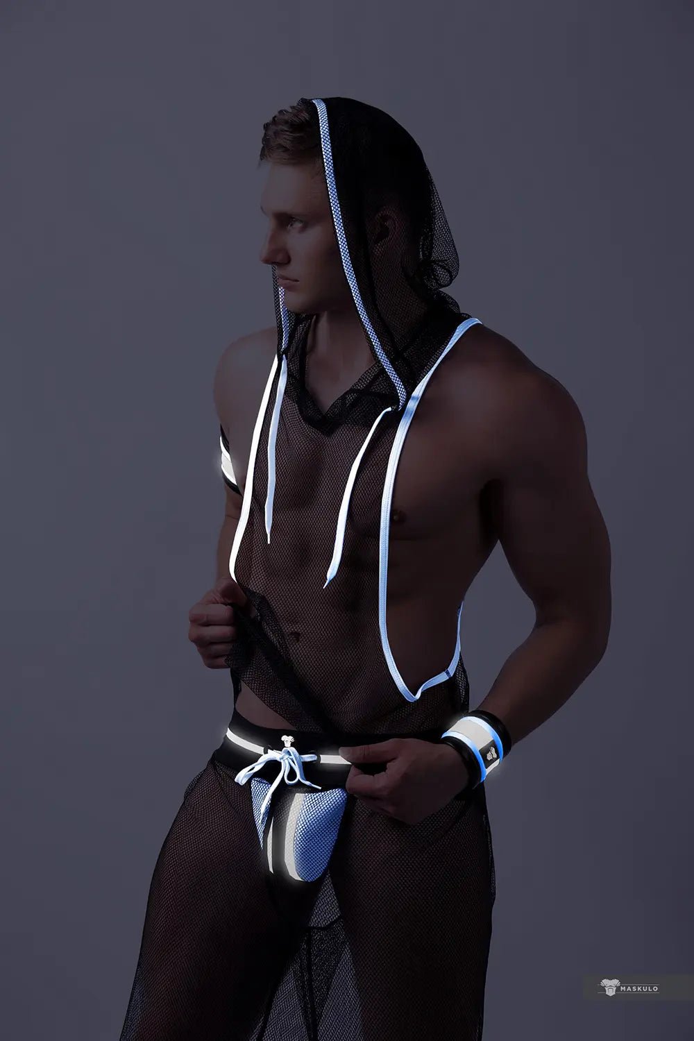 Youngero. Jockstrap with detachable codpiece. White Neon - Maskulo - MJS182-Y1 - Maskulo EU Global Online Store