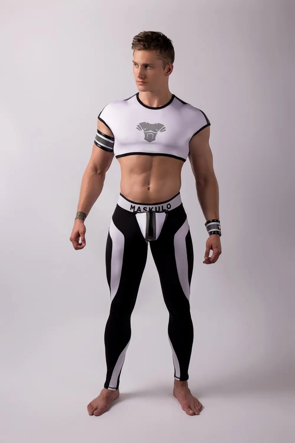 Youngero. Leggings with codpiece. Open Rear. White Neon - Maskulo - MLG145-Y1 - Maskulo EU Global Online Store