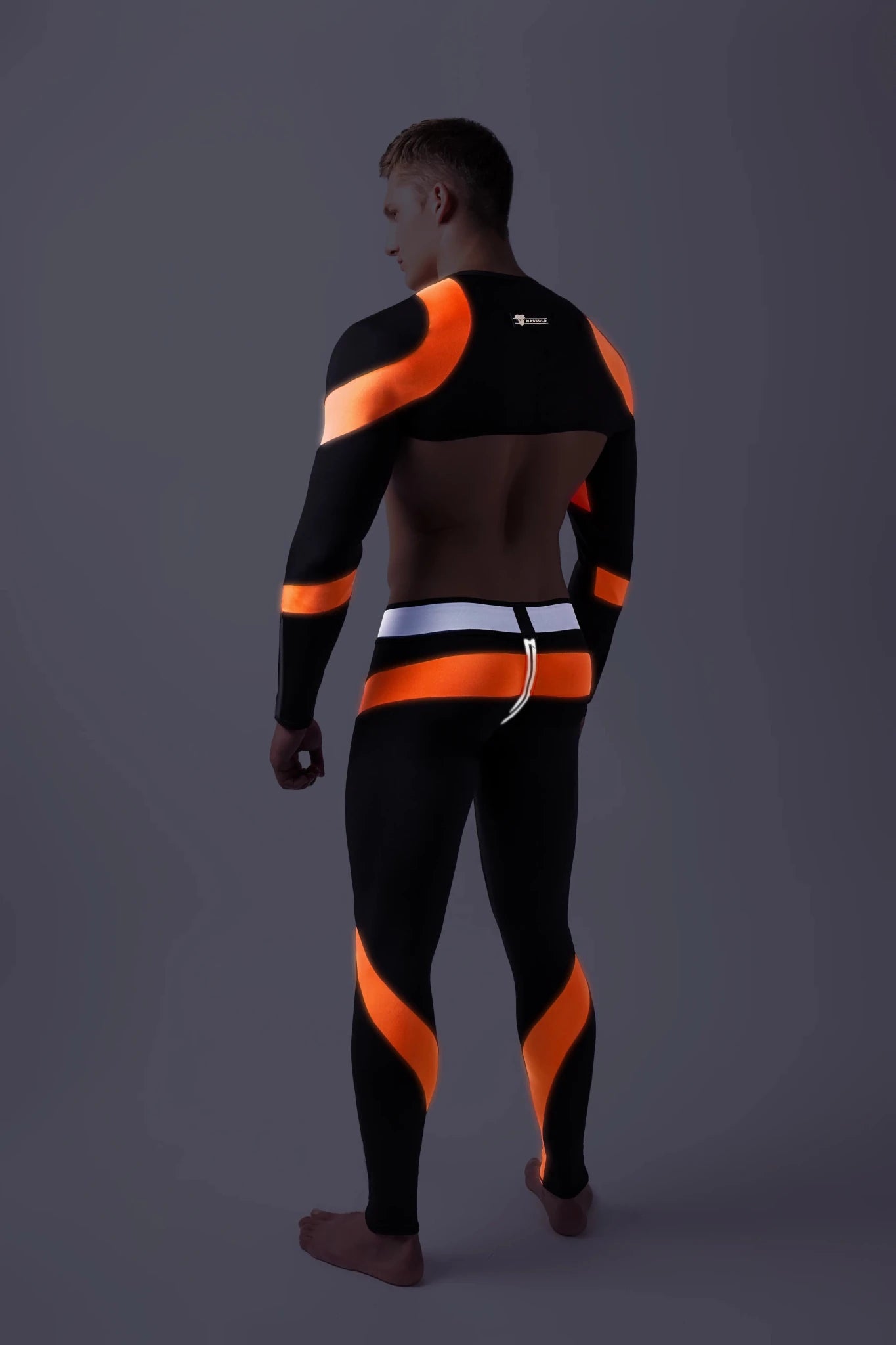 Youngero. Leggings, zippered rear. Codpiece. Orange Neon - Maskulo - MLG156-Y1 - Maskulo EU Global Online Store