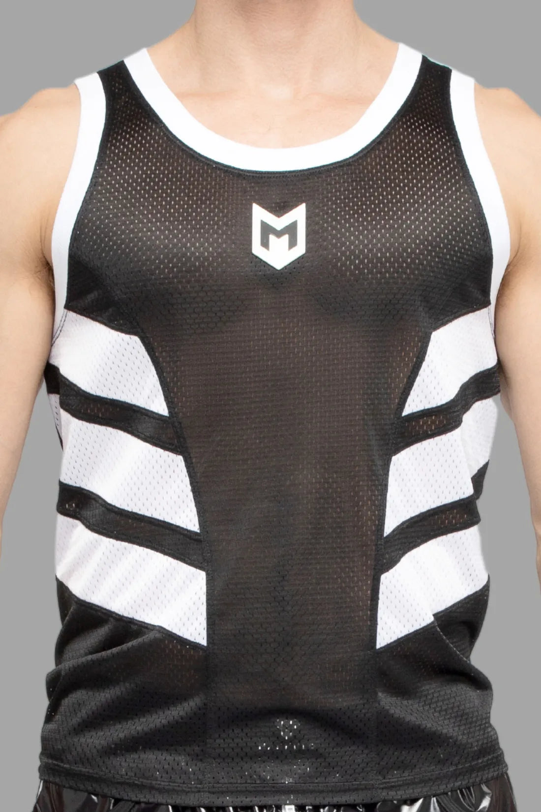 Schedela. Mesh-tanktop. Zwart+Wit