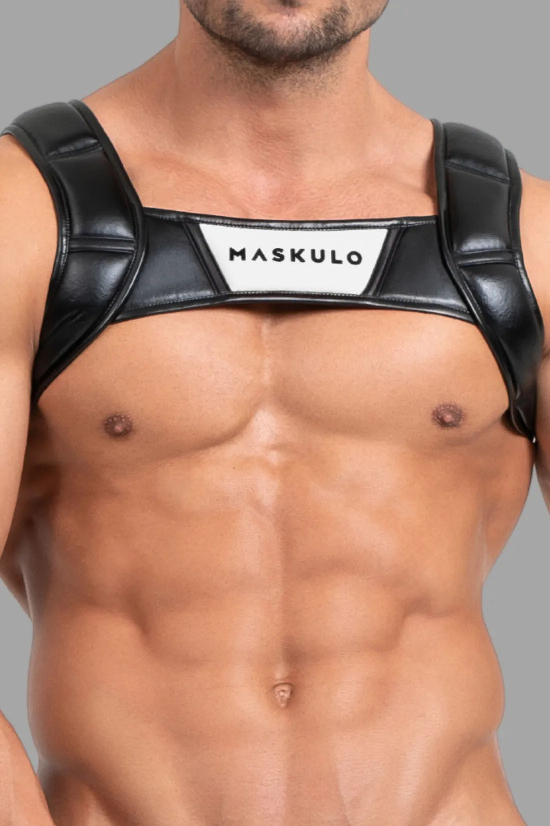 Bulldog Harness with 3D Logo. Black and White