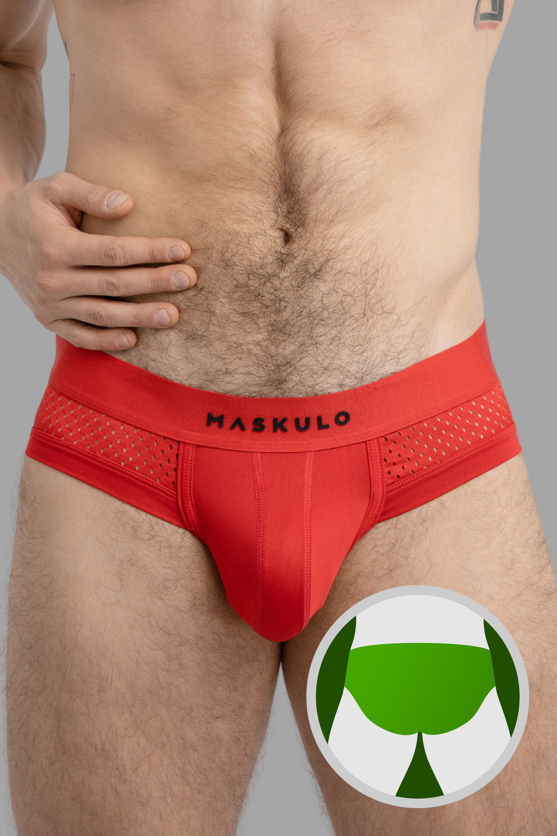 Mesh Briefs with Microfiber. Red