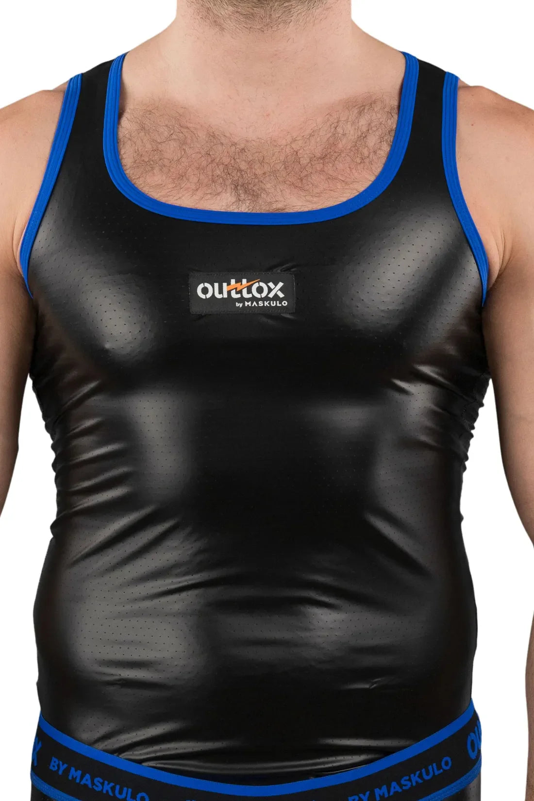 Outtox. Camiseta sin mangas. Negro+Azul