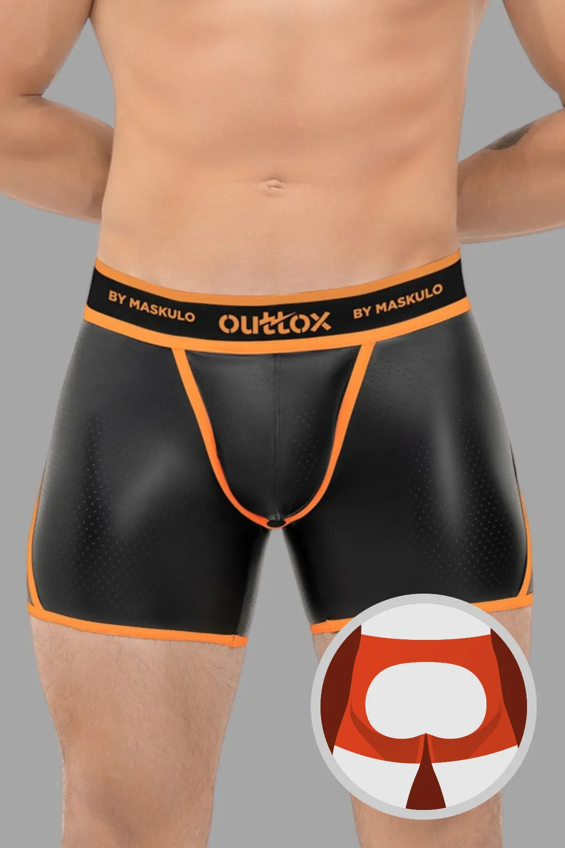 Outtox. Pantalones cortos traseros abiertos con bragueta a presión. Naranja &