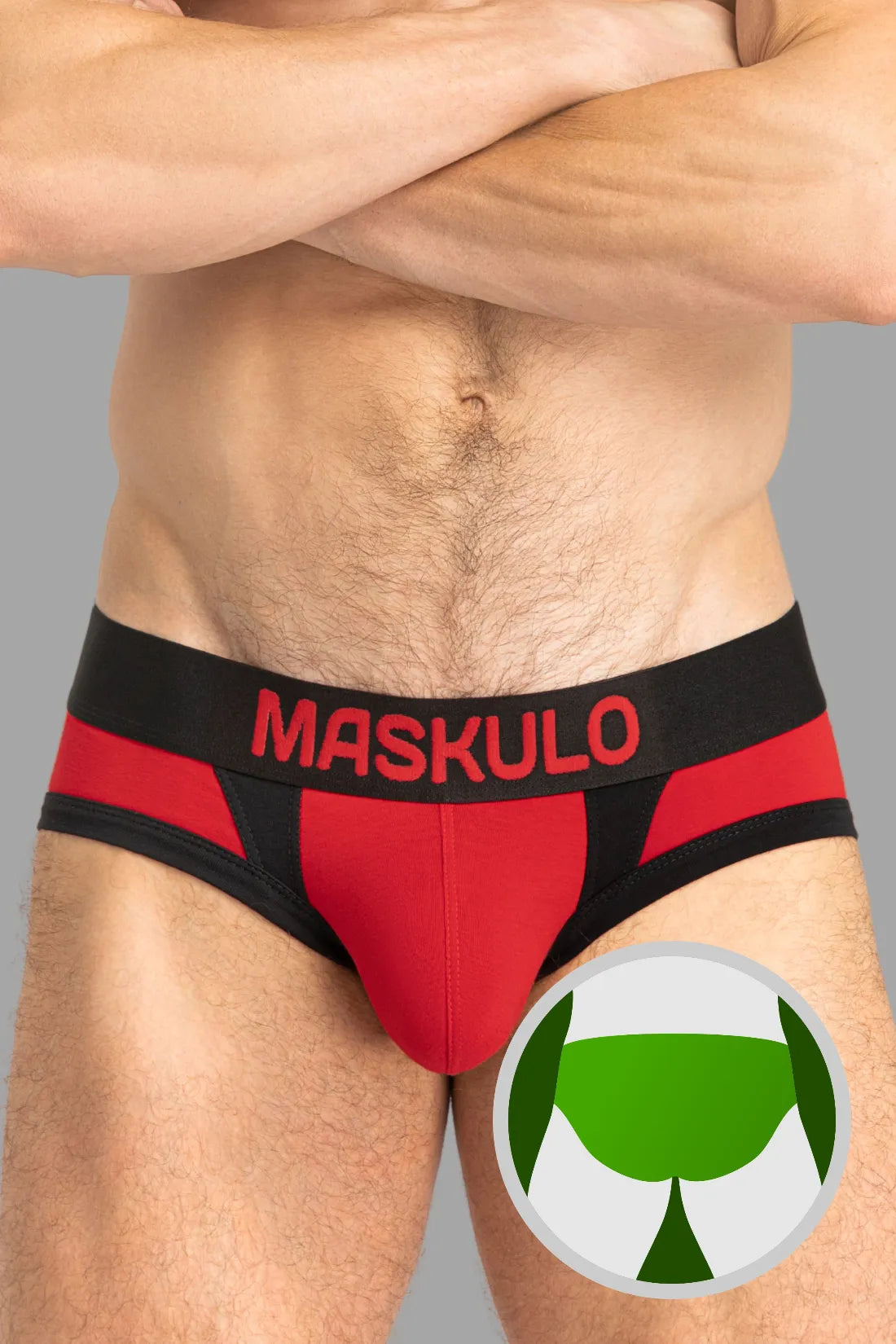 CAPTAIN-A Briefs with O-Inside-POUCH. Red and Black