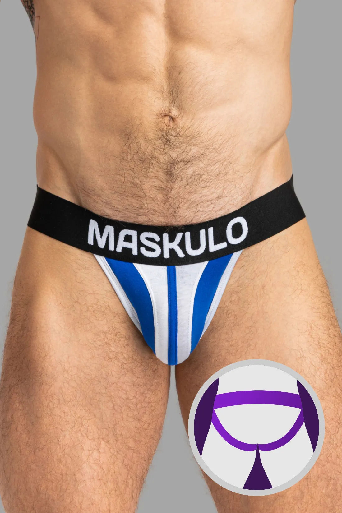 TIGER Jock with POUCH-SNAP. White and Blue