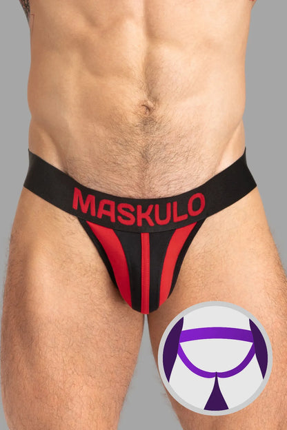 TIGER Jock con POUCH-SNAP. Negro+rojo