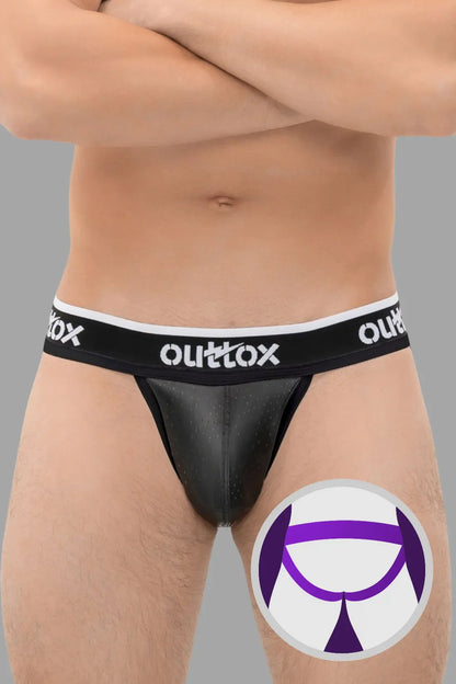 Outtox. Jock mit Druckknopf-Codpiece. Schwarz