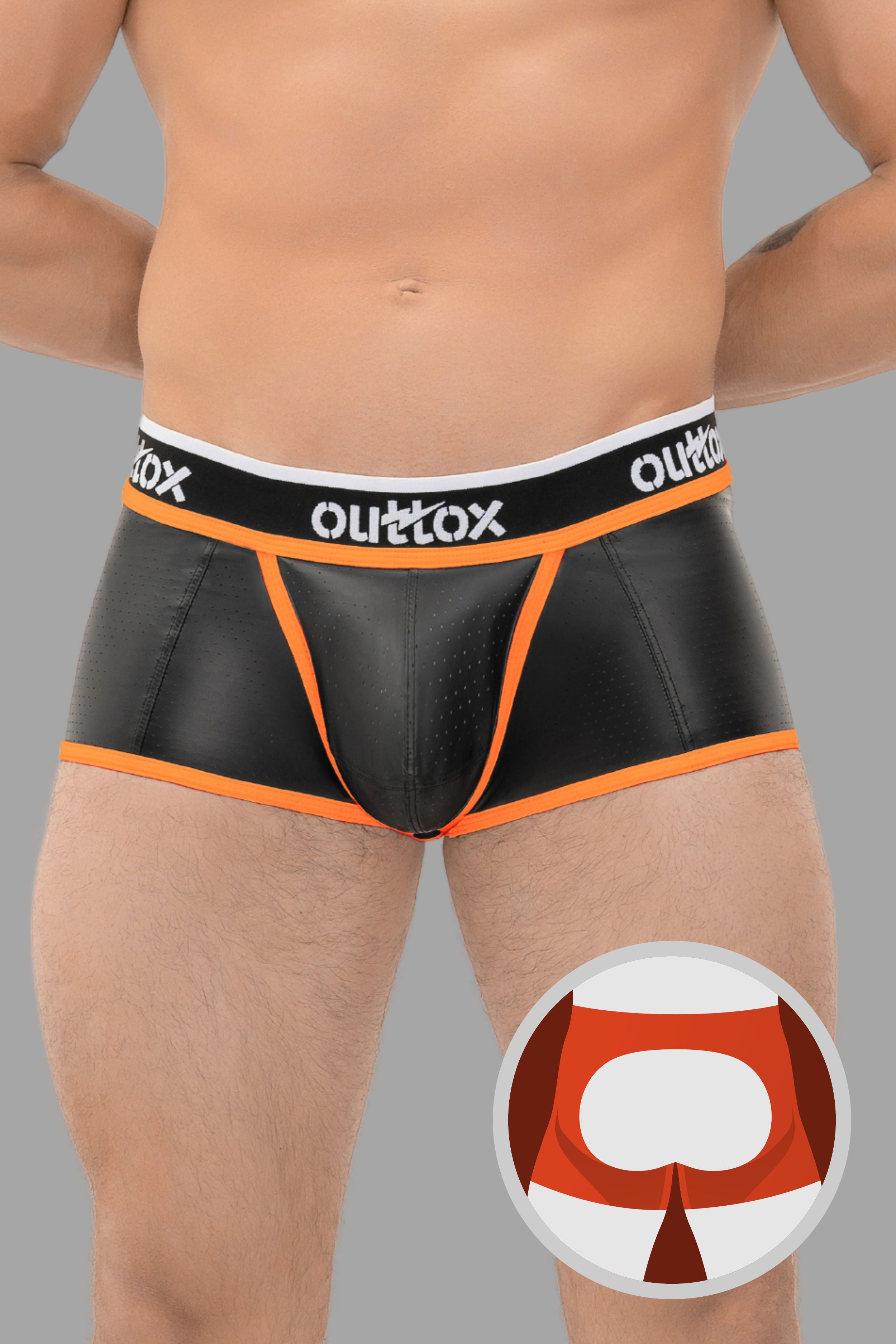Outtox. Short de coffre arrière ouvert avec pièce à pression. Noir + Orange
