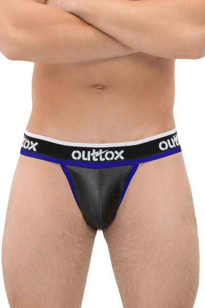 Outtox. Jock con bragueta Snap. Negro+Azul &