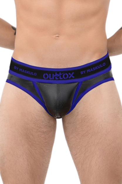 Outtox. Open Rear Briefs with Snap Codpiece. Blue