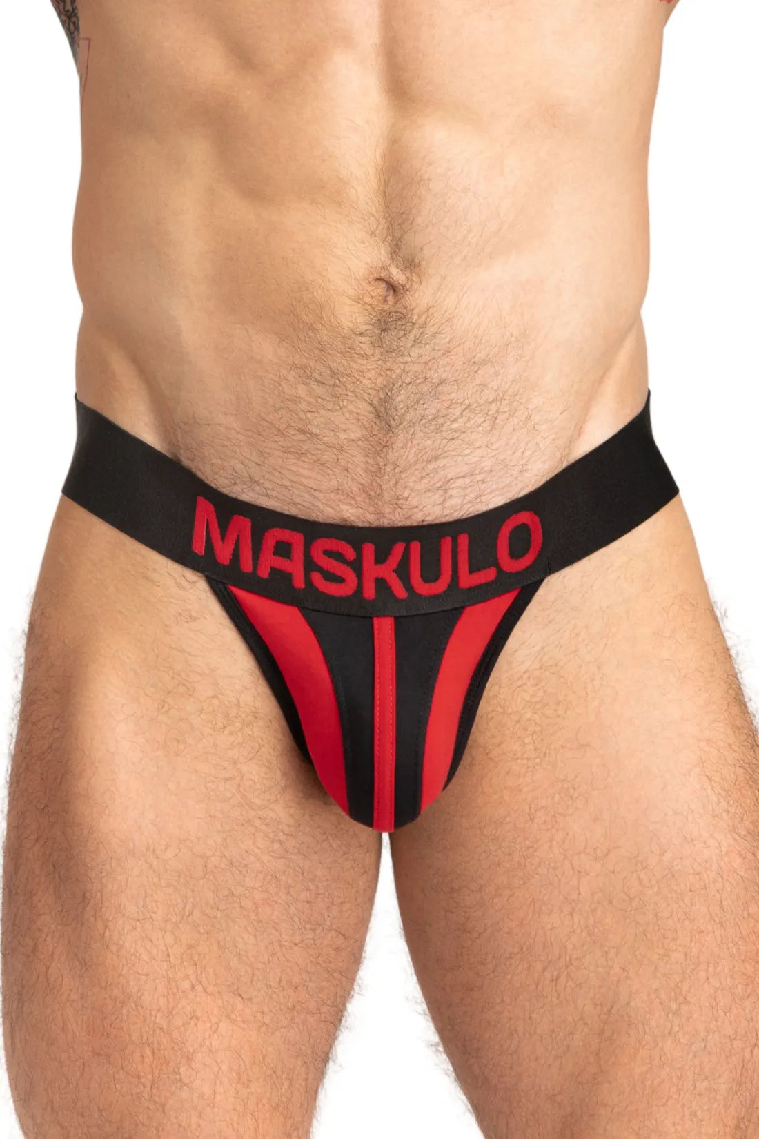 TIGER Jock con POUCH-SNAP. Negro+rojo