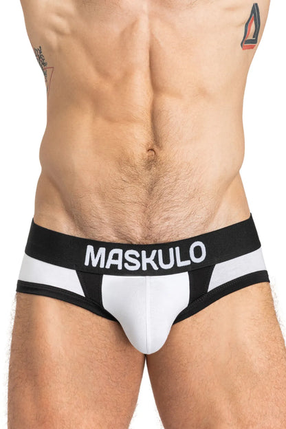 CAPTAIN-A Briefs with O-Inside-POUCH. White and Black