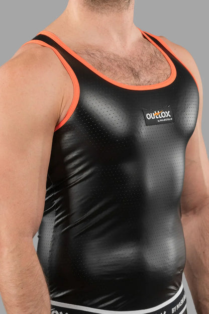 Outtox. Camiseta sin mangas. Negro+Naranja &