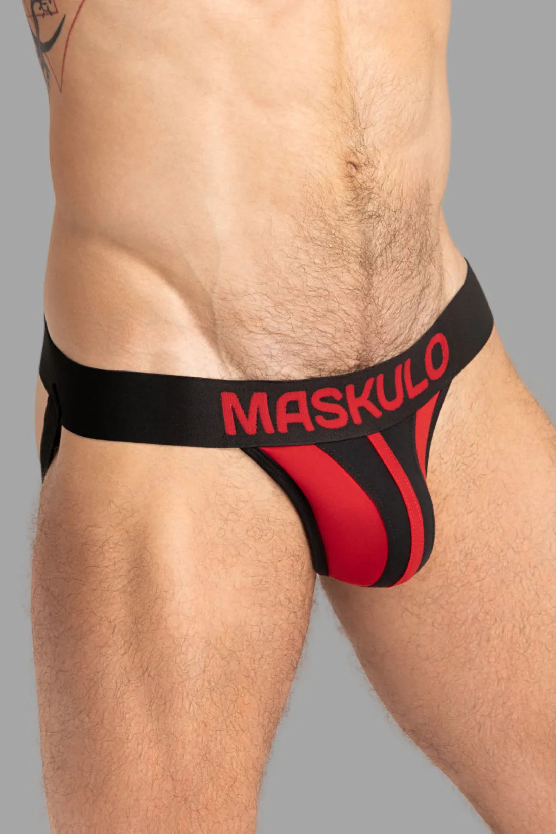 TIGER Jock met POUCH-SNAP. Zwart+Rood