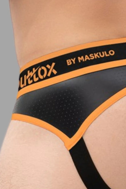 Outtox. Slip arrière ouvert avec Snap Codpiece. Orange &