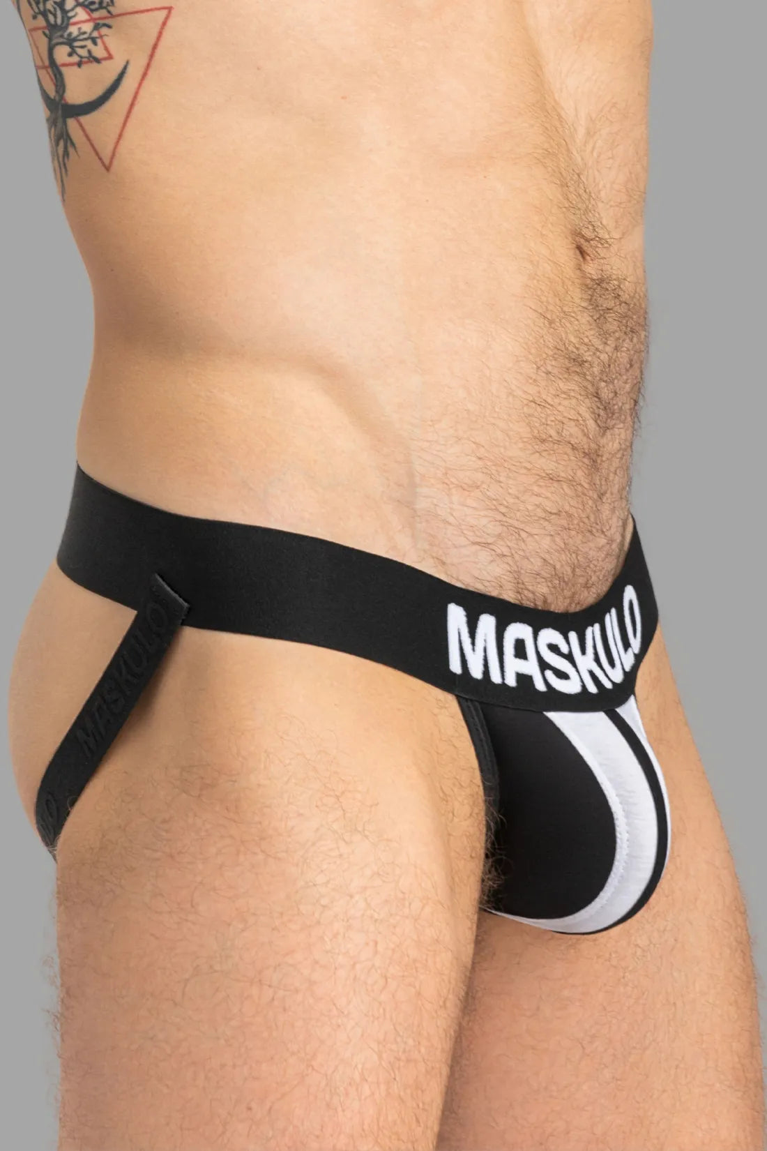 TIGER Jock con POUCH-SNAP. Negro+Blanco