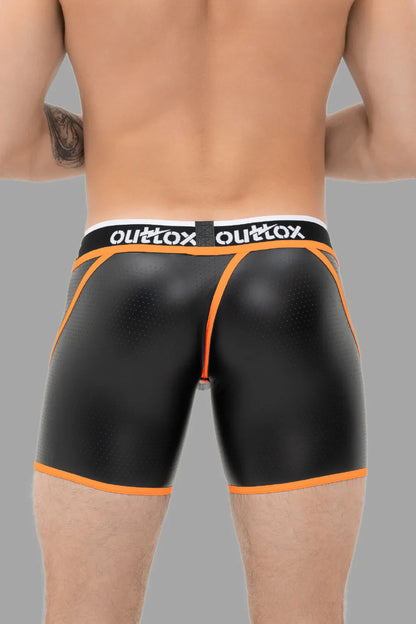 Outtox. Korte legging met wikkelachterkant. Snap kabeljauw. Zwart+oranje