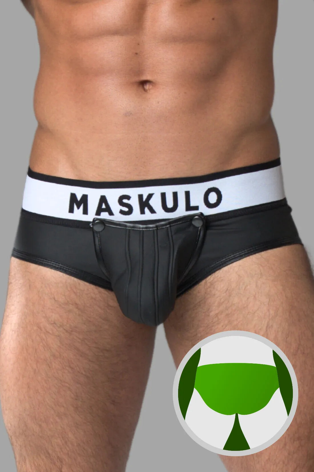 Armored. Rubber look Briefs. Detachable Pouch. Black