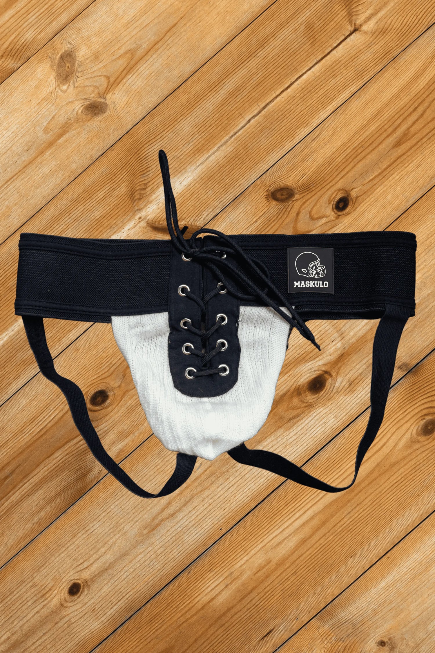 Ken Gridd-Iron, Jockstrap de Fútbol Americano. Negro + Blanco