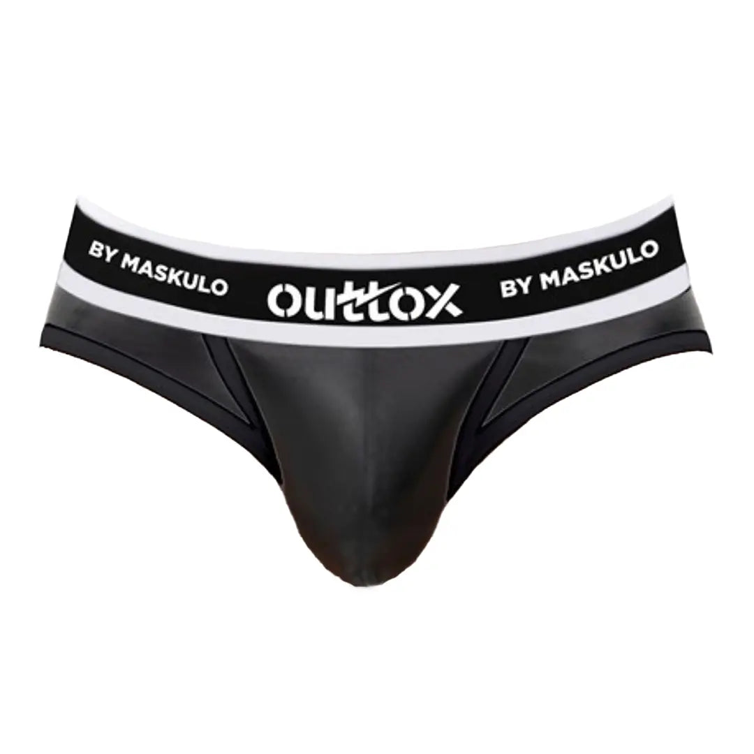 Outtox. Slip arrière enveloppé avec Snap Codpiece. Noir