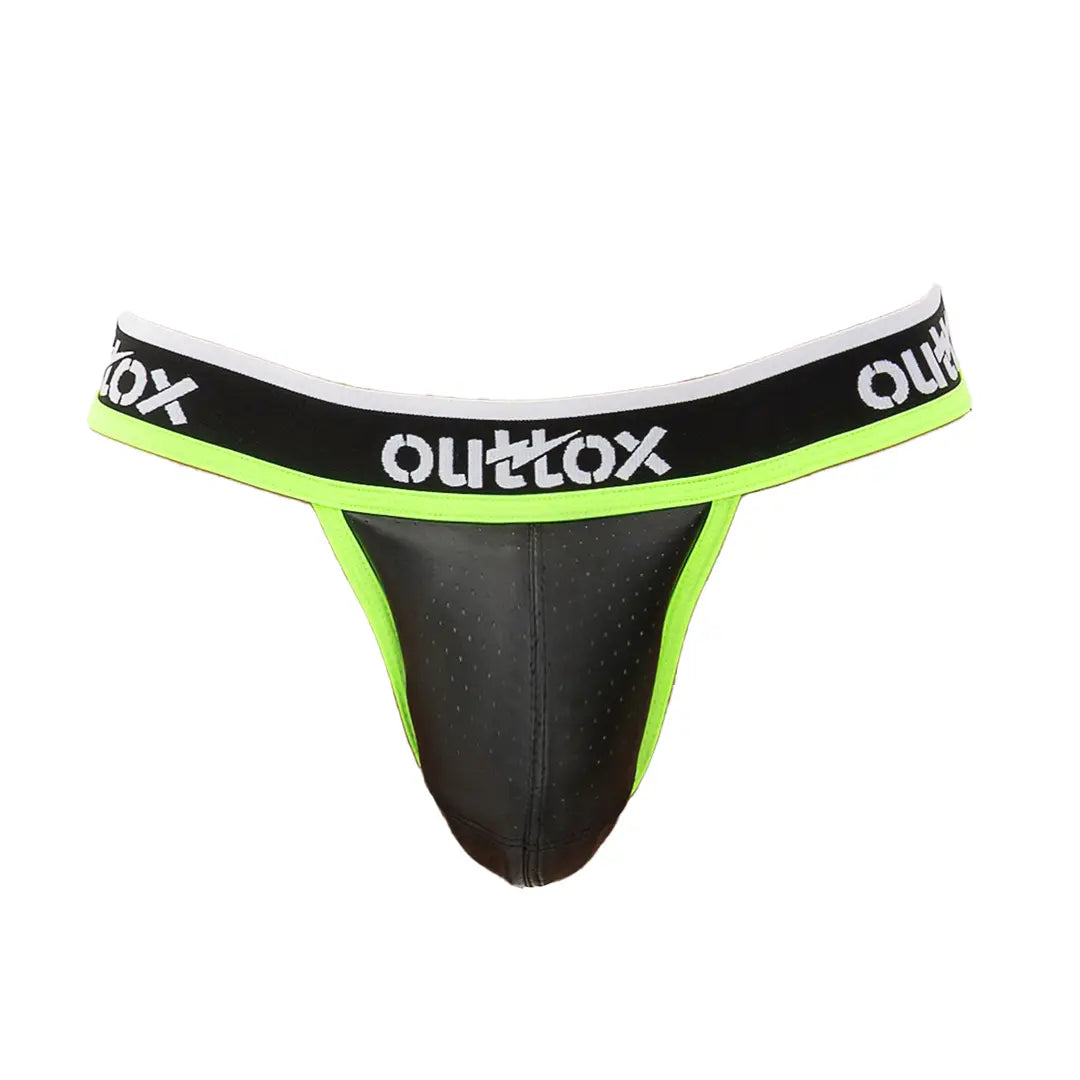 Outtox. Jock met snap-codpiece. Zwart+Groen &