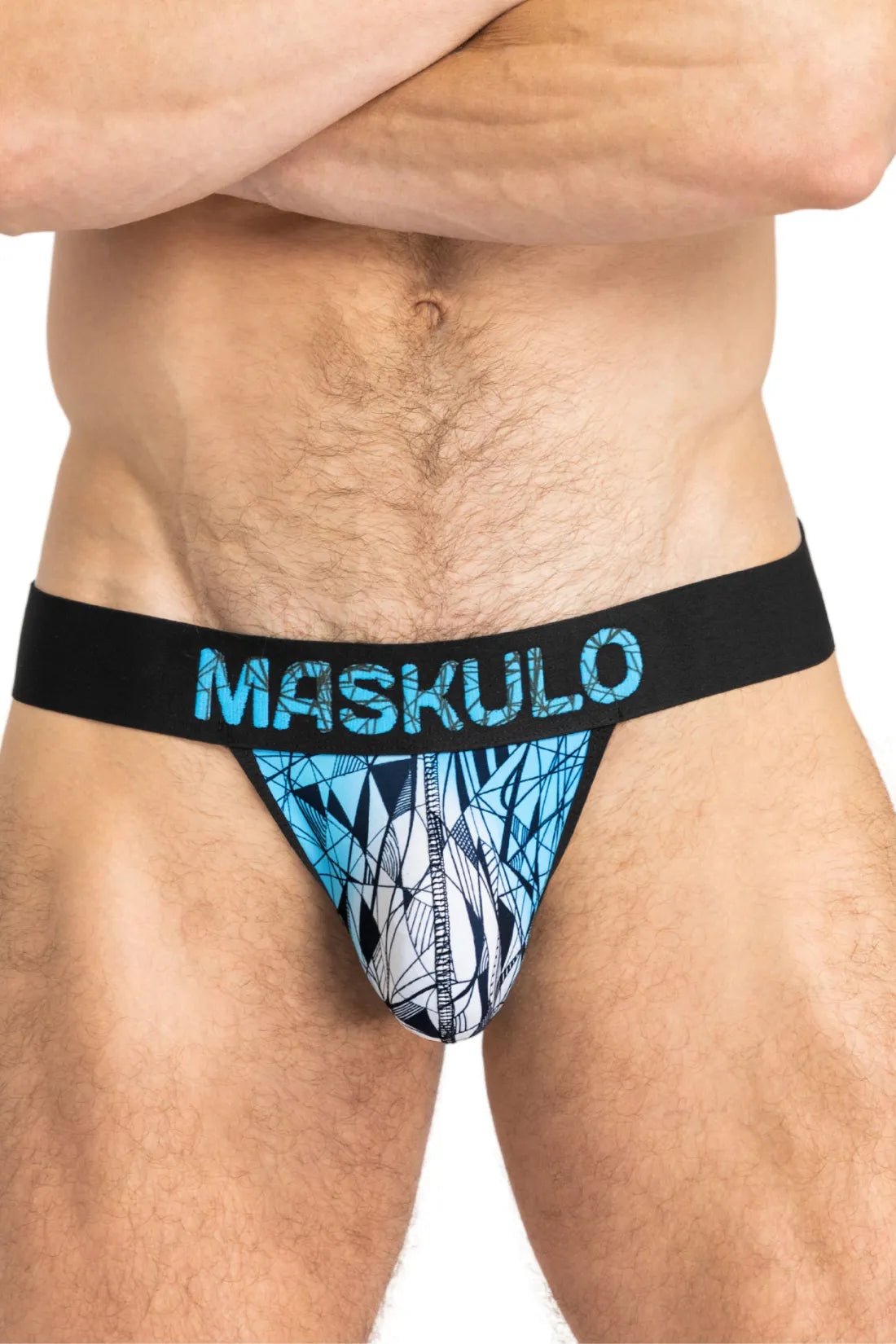 Maskulo Armor Jock with Art X-Effect black/blue, size L. Durable, comfortable, and stylish gay sportswear. MJS156-Y3, Apparel &amp; Accessories.