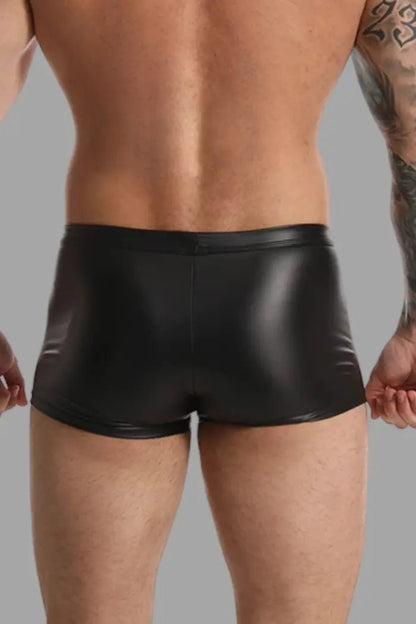 Raff LiquidOil PU Leather Shorts. Black + Red - Maskulo - MSH237 - Y2 - Maskulo Global (EU) Store