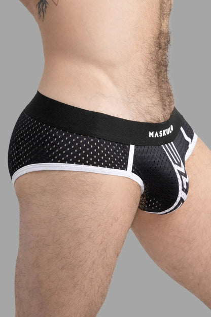 Printed Mesh Briefs. Black+White - Maskulo - MBR106-Y1 - Maskulo EU Global Online Store