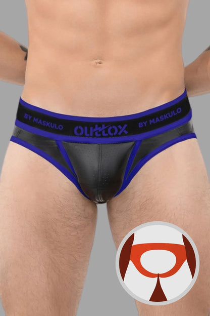 Outtox by Maskulo. Open Rear Briefs with Snap Codpiece. Blue - Outtox - XBR114 - Y1 - Maskulo Global (EU) Store