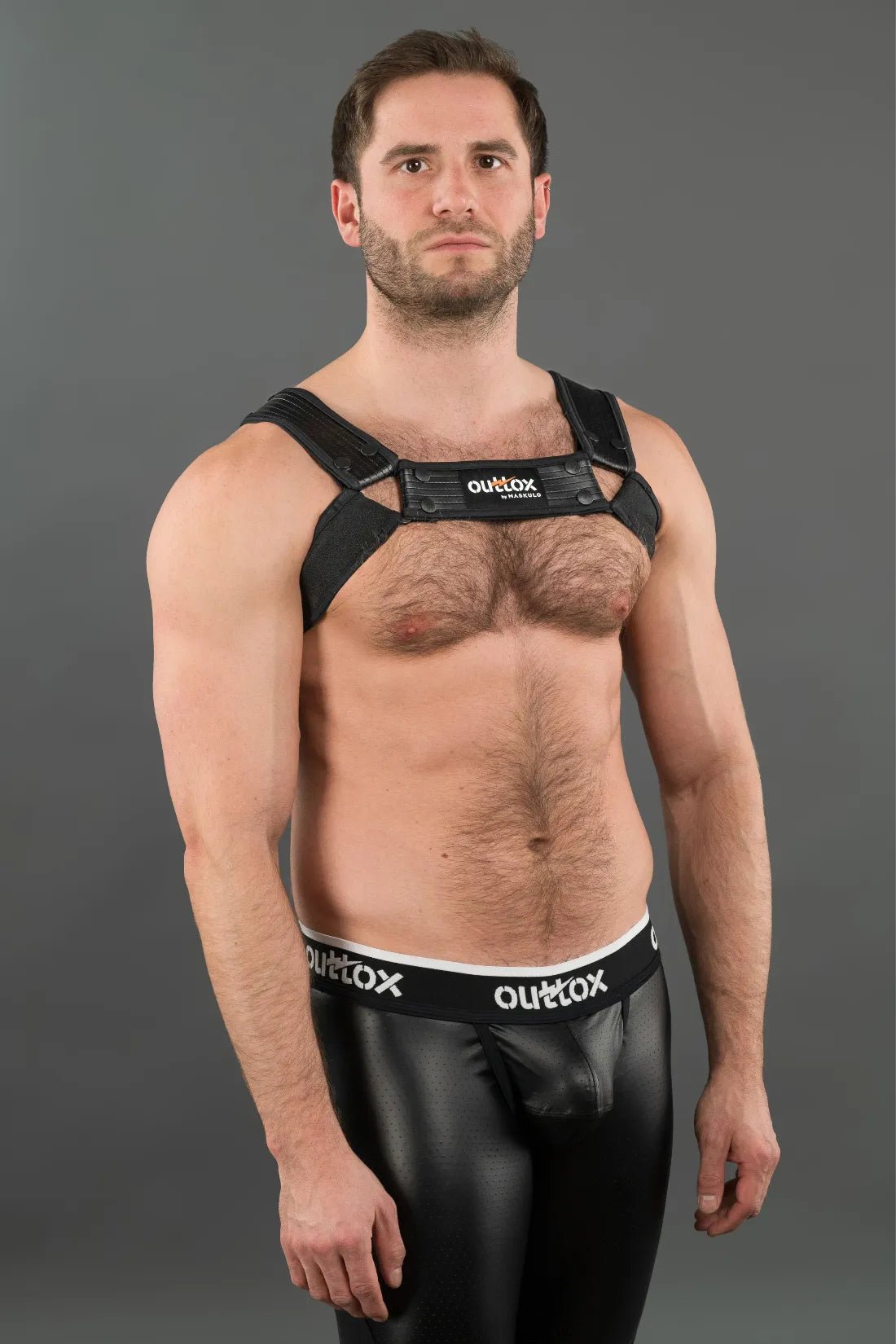 Outtox by Maskulo. Bulldog Harness with Snaps. Black - Outtox - XHR119 - Y1 - Maskulo Global (EU) Store