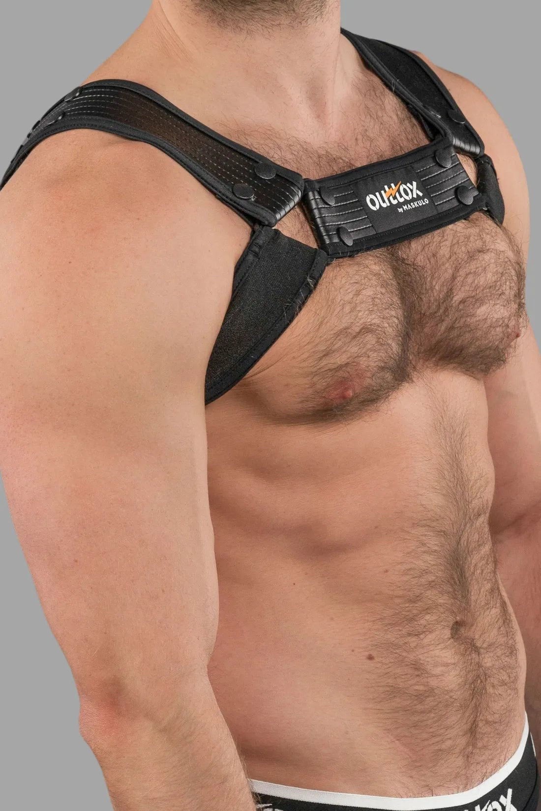 Outtox by Maskulo. Bulldog Harness with Snaps. Black - Outtox - XHR119 - Y1 - Maskulo Global (EU) Store