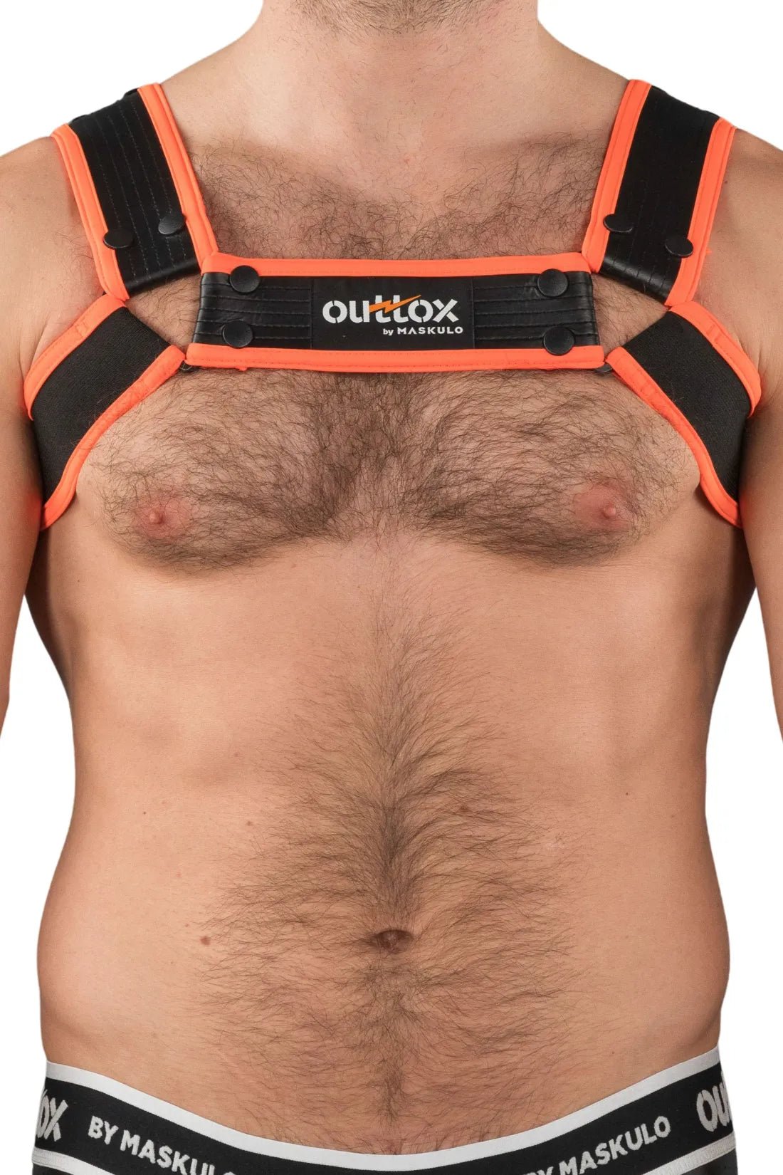 Outtox by Maskulo. Bulldog Harness with Snaps. Black and Orange - Outtox - XHR121 - Y1 - Maskulo Global (EU) Store