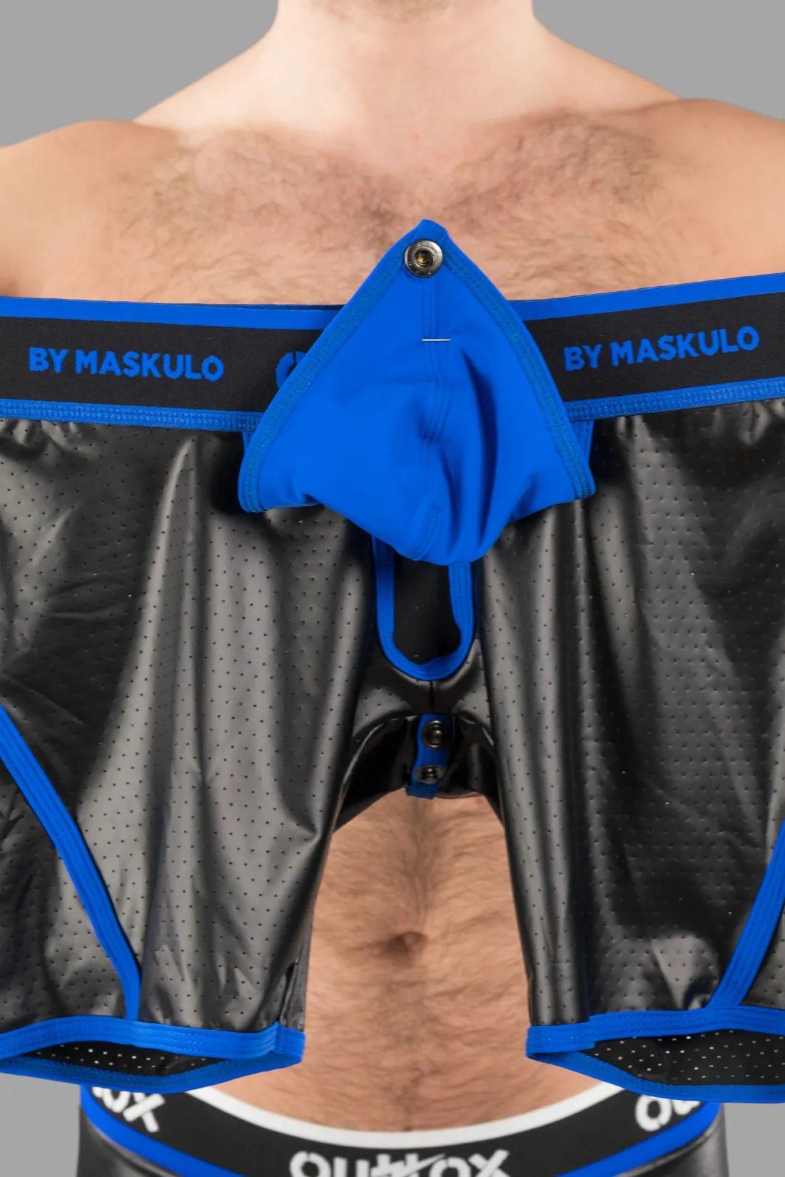 Outtox by Maskulo. Wrapped Rear Shorts with Snap Codpiece. Blue - Outtox - XSH114 - Y2 - Maskulo Global (EU) Store