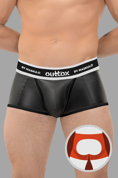 Outtox by Maskulo. Open Rear Trunk Shorts. Snap Codpiece. Black - Outtox - XTR115 - Y1 - Maskulo Global (EU) Store