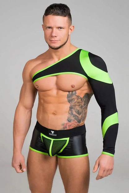 Youngero. Asymmetrical Long - Sleeved Crop Top. Green Neon - Maskulo - MTP151-Y1 - Maskulo EU Global Online Store