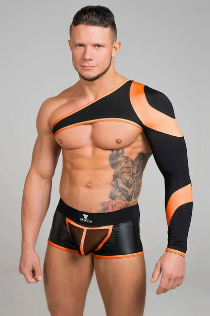 Youngero. Asymmetrical Long - Sleeved Crop Top. Orange Neon - Maskulo - MTP150-Y1 - Maskulo EU Global Online Store