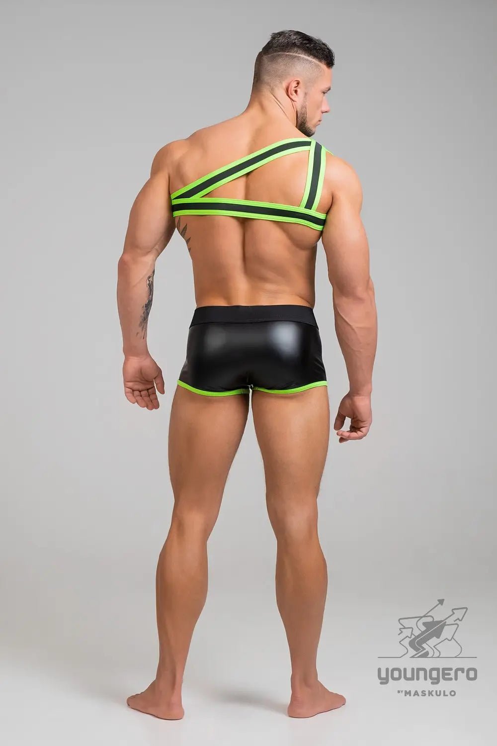 Youngero. Asymmetrical One Shoulder Elastic Harness. Green Neon - Maskulo - MHR147-Y1 - Maskulo EU Global Online Store