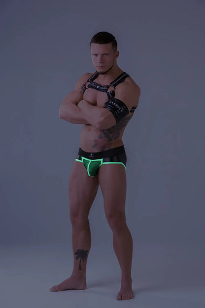 Youngero. Briefs. Mesh Codpiece. Open Rear. Green Neon - Maskulo - MBR150-Y1 - Maskulo EU Global Online Store