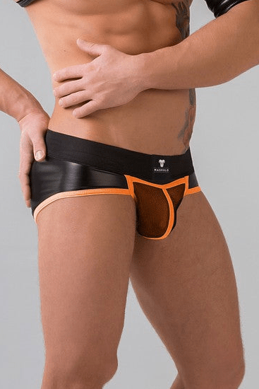 Youngero. Briefs. Mesh Codpiece. Open Rear. Orange Neon - Maskulo - MBR147-Y1 - Maskulo EU Global Online Store