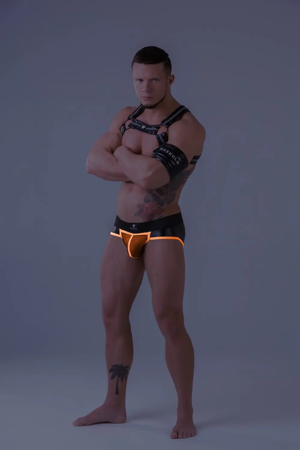 Youngero. Briefs. Mesh Codpiece. Zippered Rear. Orange Neon - Maskulo - MBR161-Y1 - Maskulo EU Global Online Store