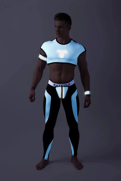 Youngero. Leggings, regular rear. Codpiece. White Neon - Maskulo - MLG153-Y1 - Maskulo EU Global Online Store