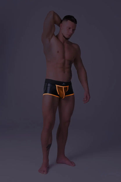 Youngero. Trunks. Mesh Codpiece. Open Rear. Orange Neon - Maskulo - MTR116-Y1 - Maskulo EU Global Online Store